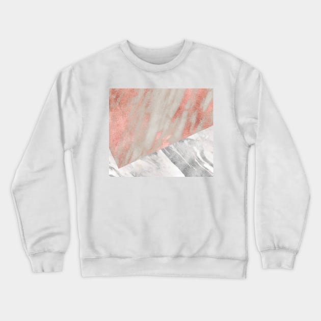 Rose gold marble - industrial concrete chrome Crewneck Sweatshirt by marbleco